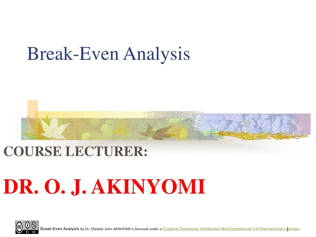 break even analysis