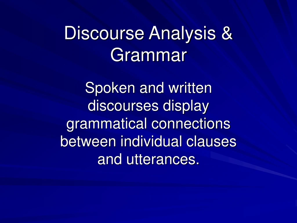 discourse analysis grammar