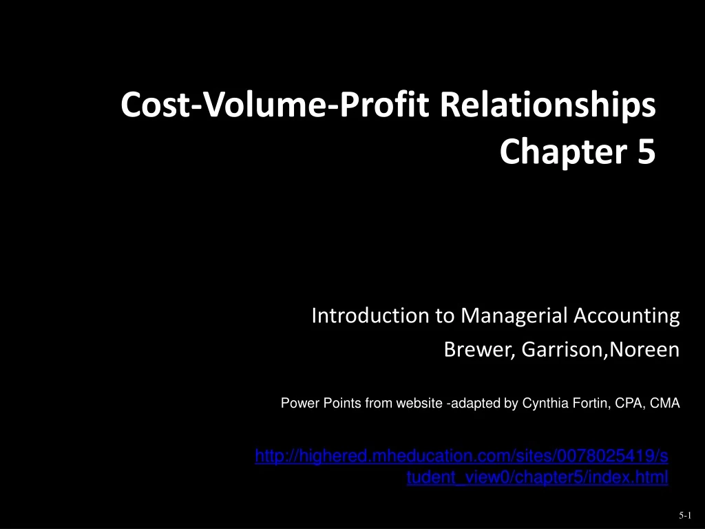 cost volume profit relationships chapter 5