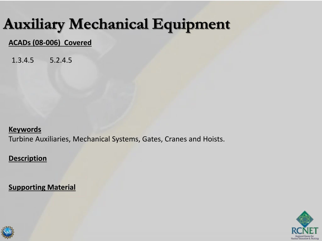 auxiliary mechanical equipment