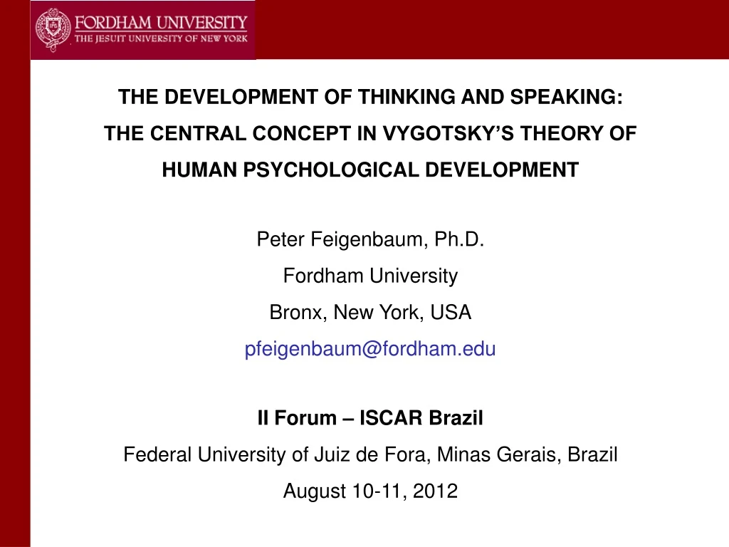 the development of thinking and speaking