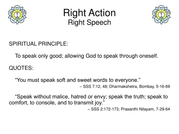 Right Action Right Speech