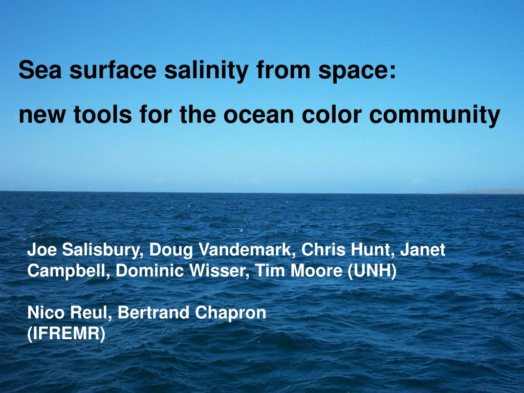 sea surface salinity from space new tools