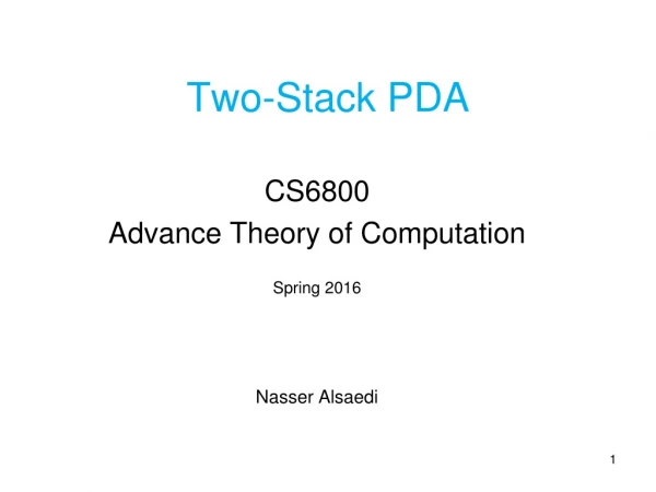 Two-Stack PDA