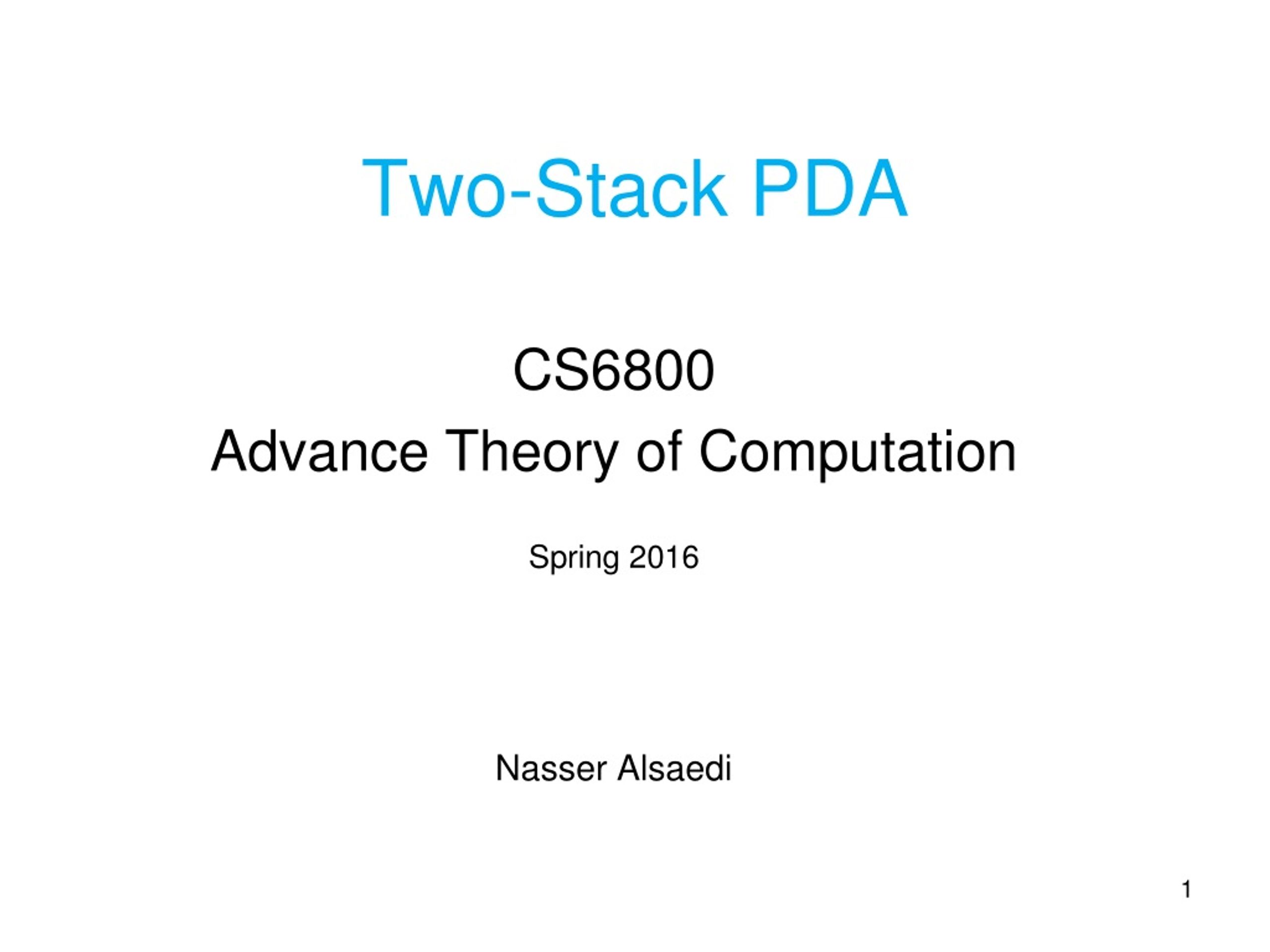 PPT - Two-Stack PDA PowerPoint Presentation, free download - ID:9102611