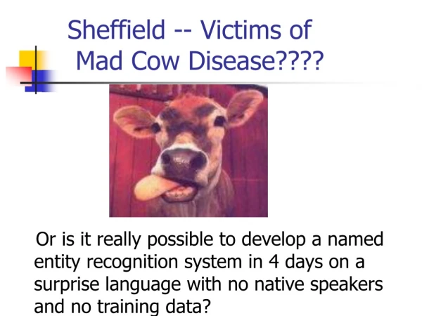 Sheffield -- Victims of  Mad Cow Disease????