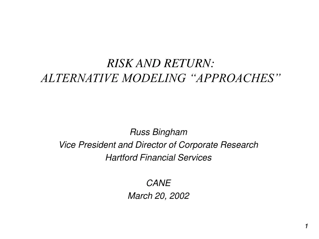 risk and return alternative modeling approaches