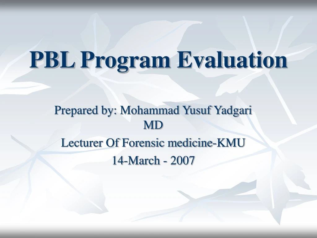 pbl program evaluation