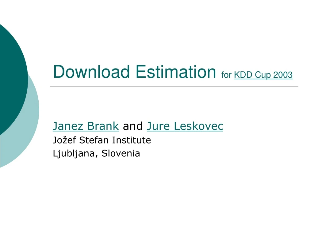 download estimation for kdd cup 2003