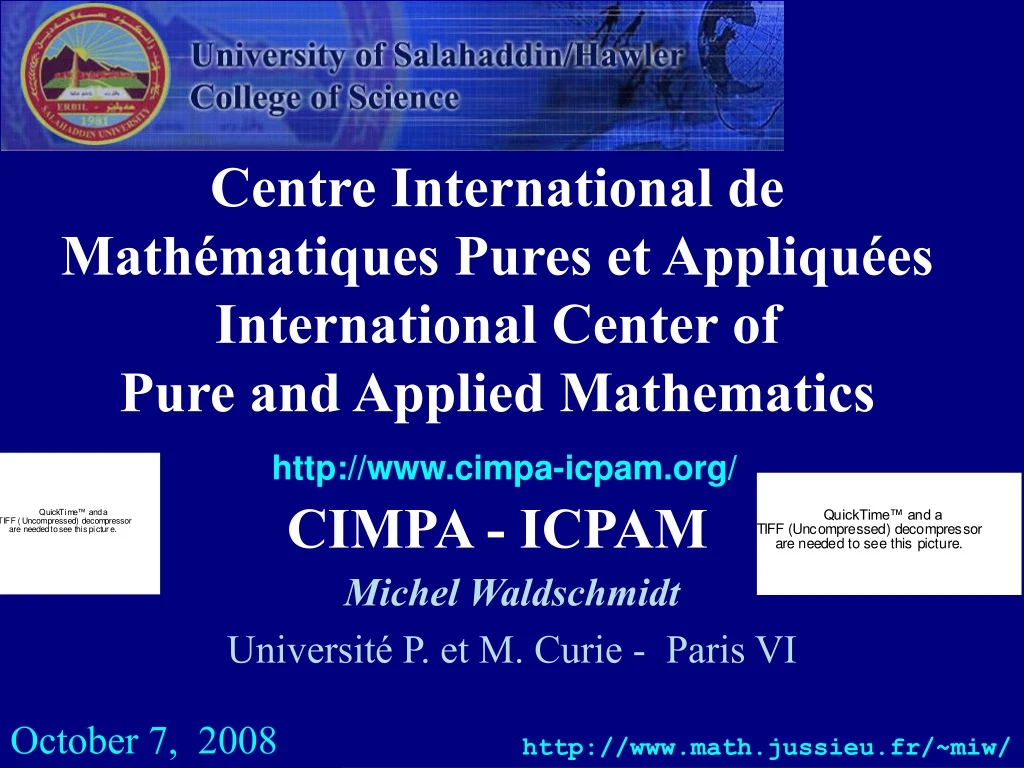 centre international de math matiques pures