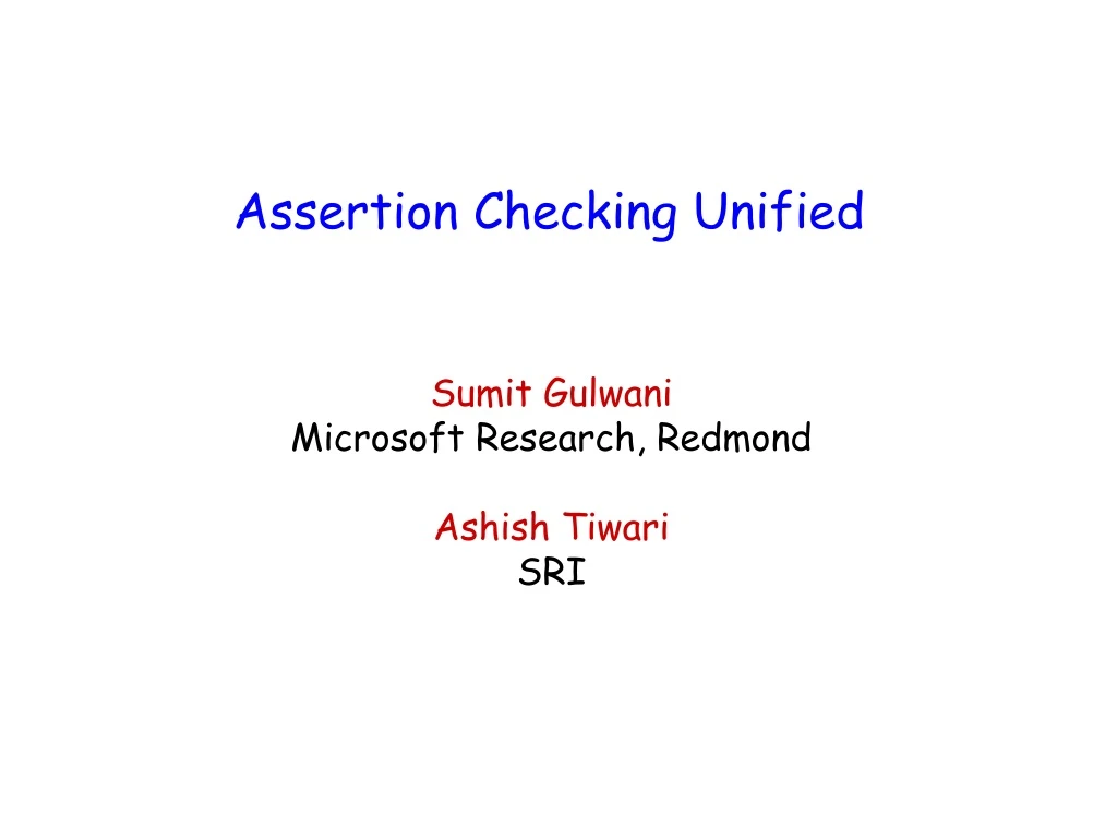 assertion checking unified