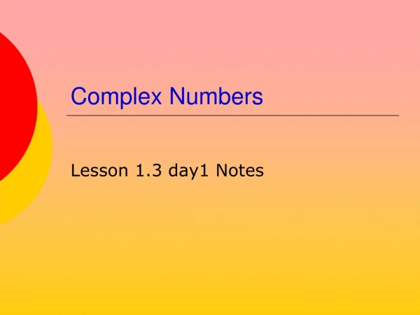 Complex Numbers