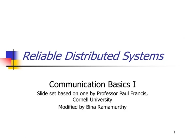 Reliable Distributed Systems