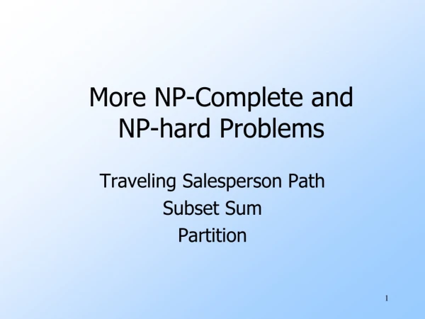 More NP-Complete and NP-hard Problems