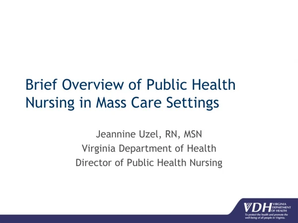 Brief Overview of Public Health Nursing in Mass Care Settings