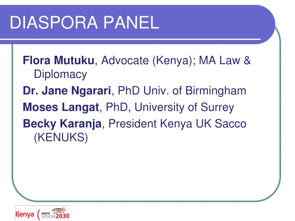 diaspora panel