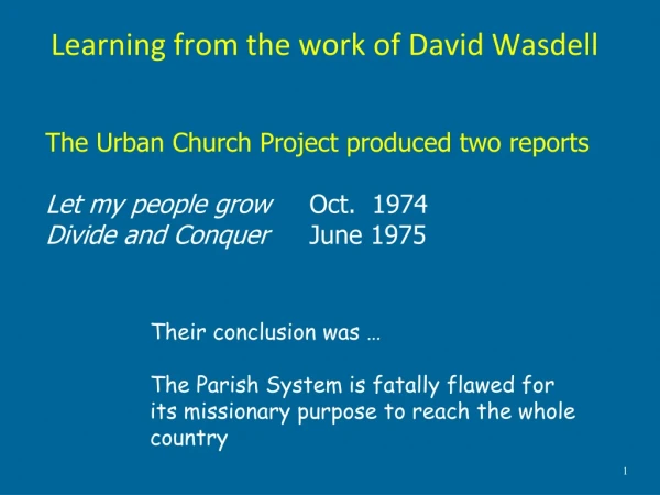 Learning from the work of David Wasdell