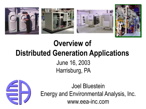 Overview of  Distributed Generation Applications