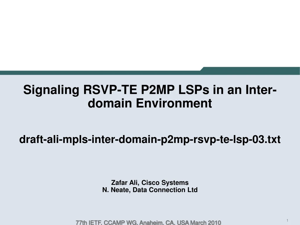 signaling rsvp te p2mp lsps in an inter domain
