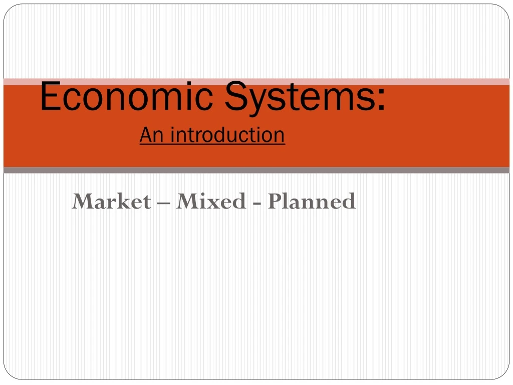 economic systems an introduction