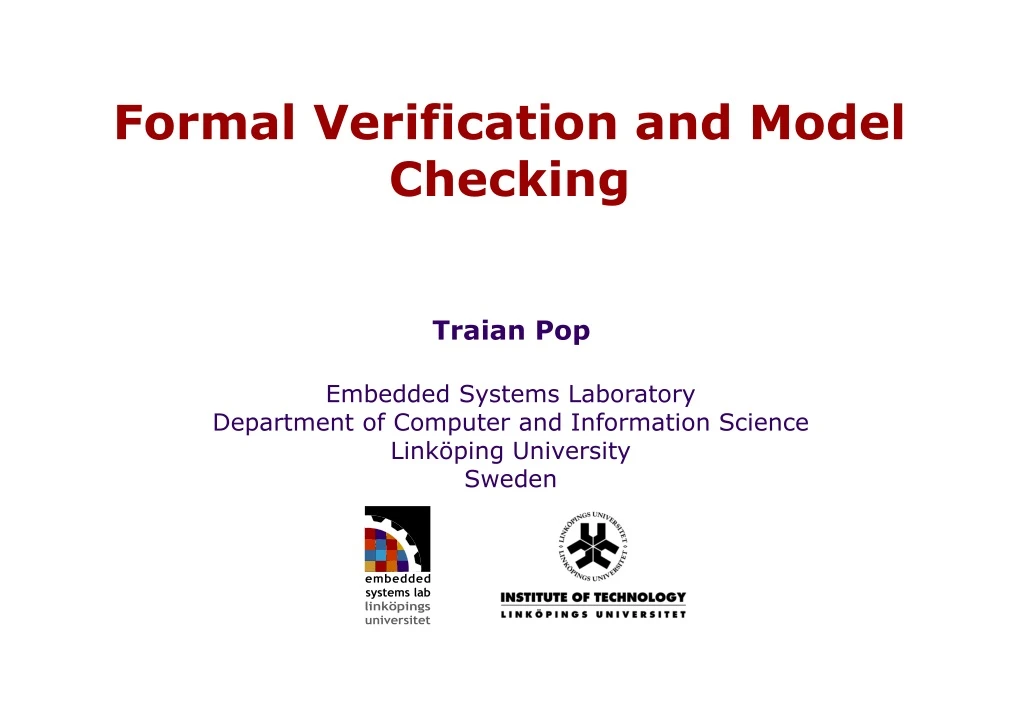 formal verification and model checking