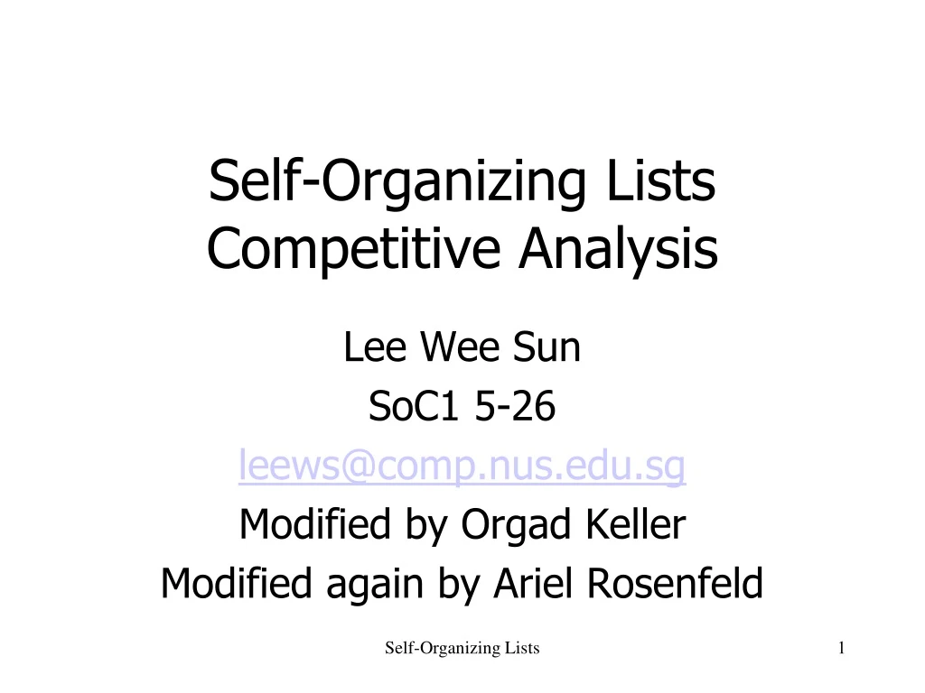 self organizing lists competitive analysis