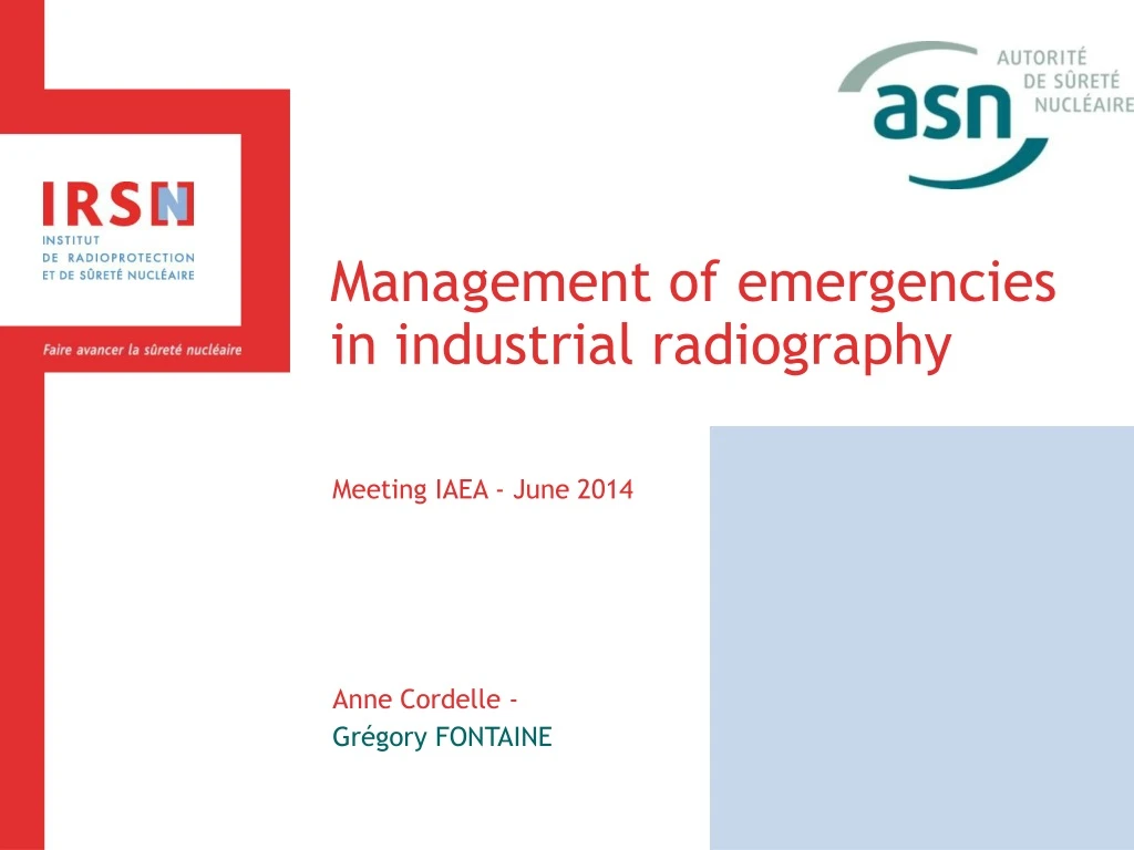 management of emergencies in industrial radiography