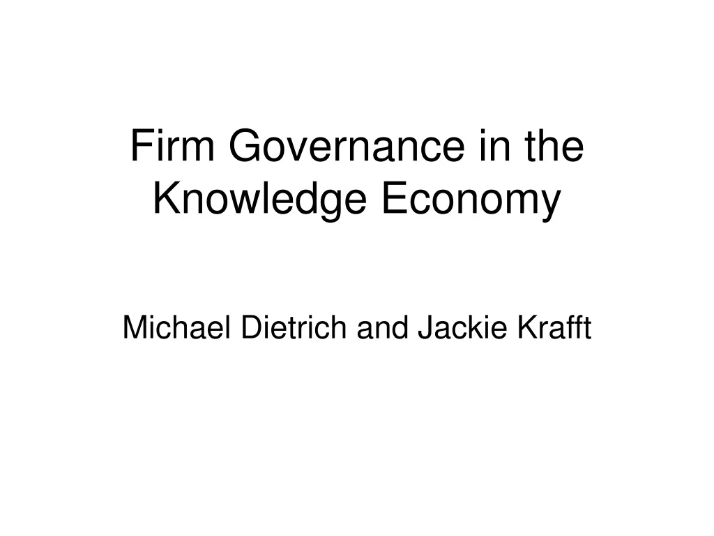 firm governance in the knowledge economy