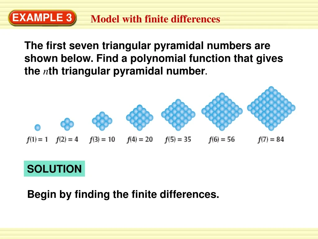 the first seven triangular pyramidal numbers