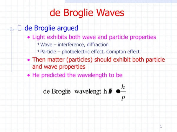 de Broglie Waves