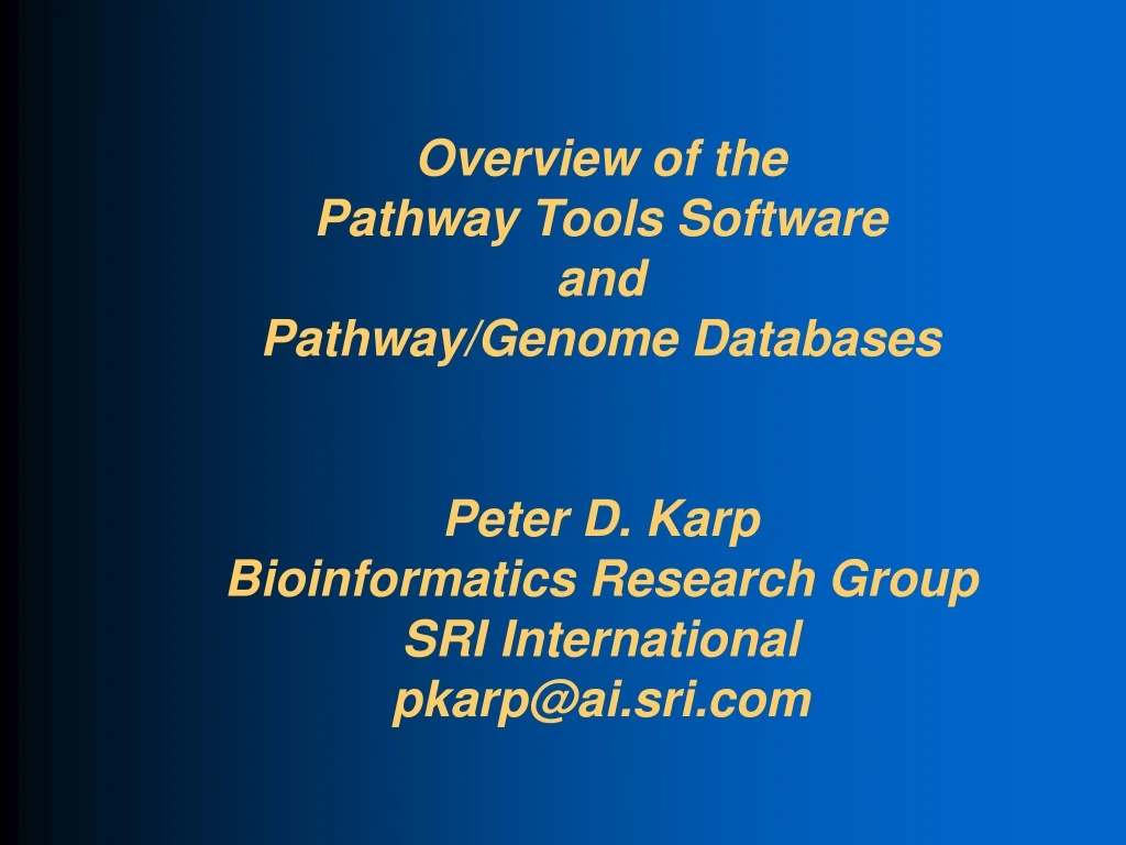 overview of the pathway tools software