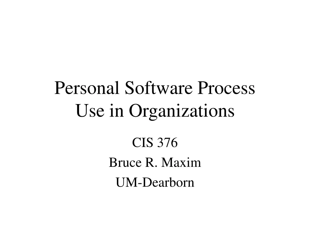 personal software process use in organizations