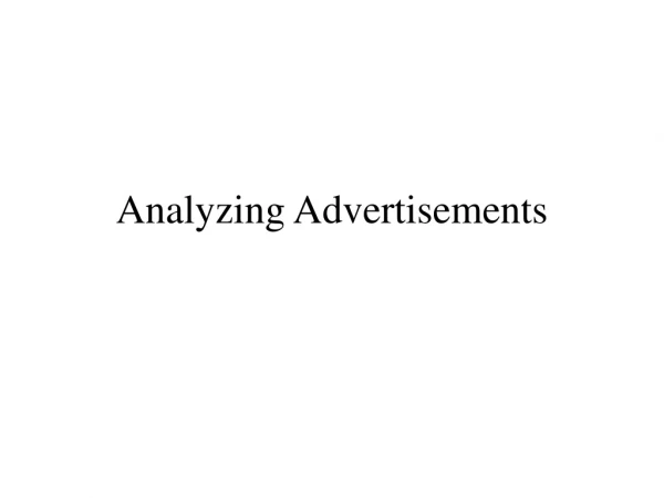 Analyzing Advertisements