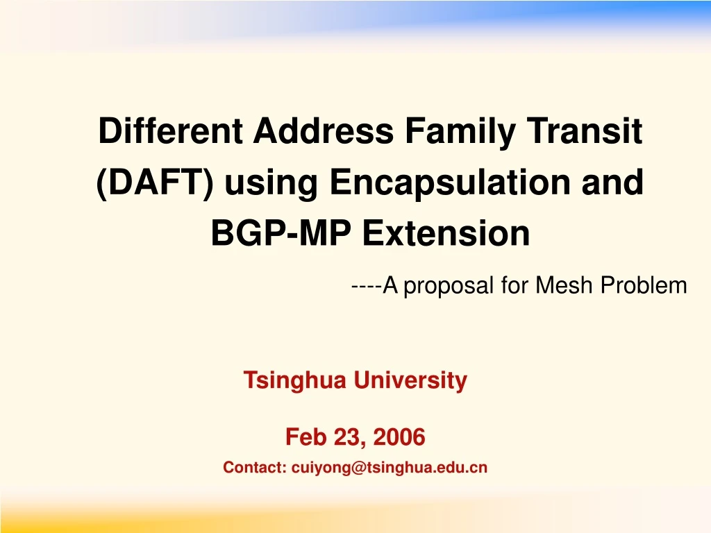 different address family transit daft using encapsulation and bgp mp extension