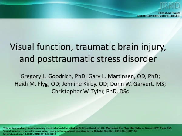 Visual function, traumatic brain injury, and posttraumatic stress disorder