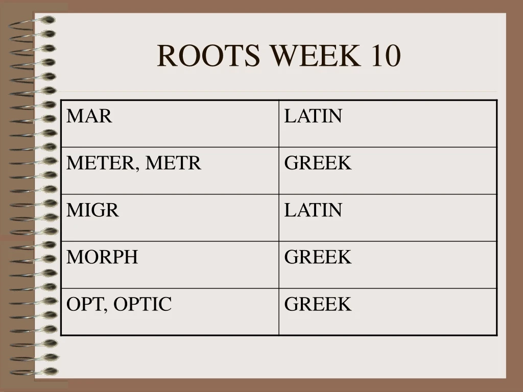 roots week 10