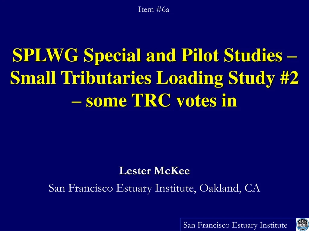 splwg special and pilot studies small tributaries loading study 2 some trc votes in