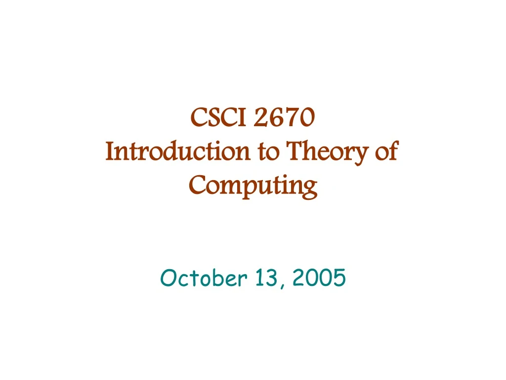 csci 2670 introduction to theory of computing