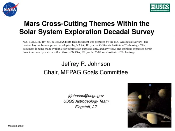 Mars Cross-Cutting Themes Within the  Solar System Exploration Decadal Survey
