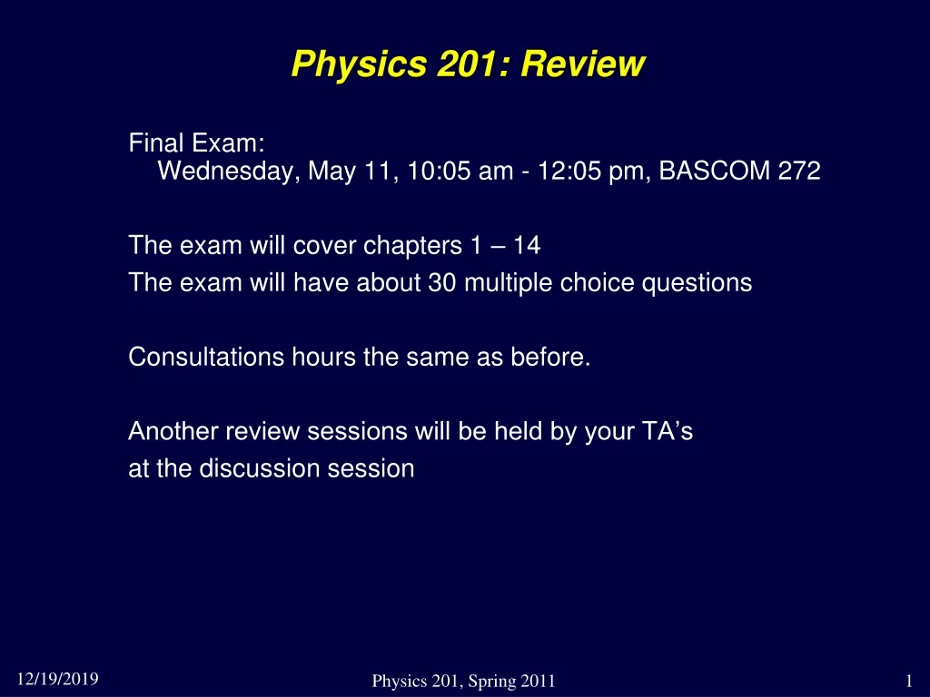 physics 201 review