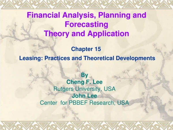 Financial Analysis, Planning and Forecasting Theory and Application