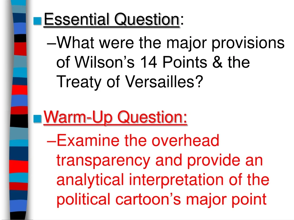 essential question what were the major provisions