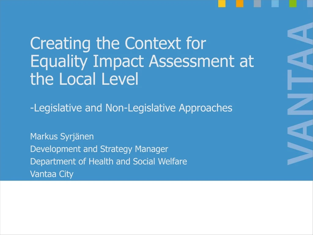 creating the context for equality impact assessment at the local level