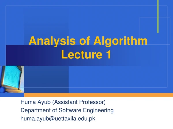Analysis of Algorithm Lecture 1