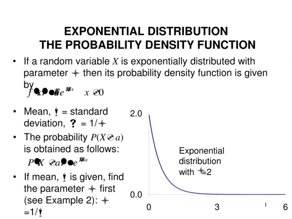 EXPONENTIAL DISTRIBUTION  THE PROBABILITY DENSITY FUNCTION