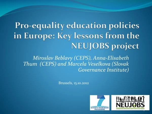 Pro-equality education policies in Europe: Key lessons from the NEUJOBS project