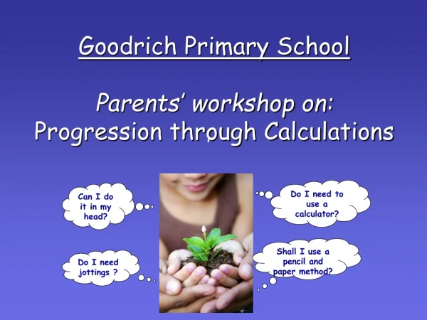 Goodrich Primary School Parents’ workshop on: Progression through Calculations