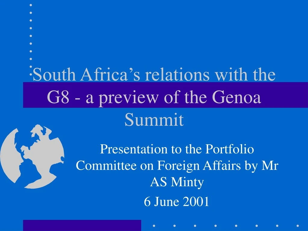south africa s relations with the g8 a preview of the genoa summit