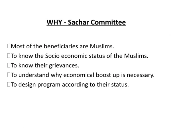 WHY - Sachar Committee