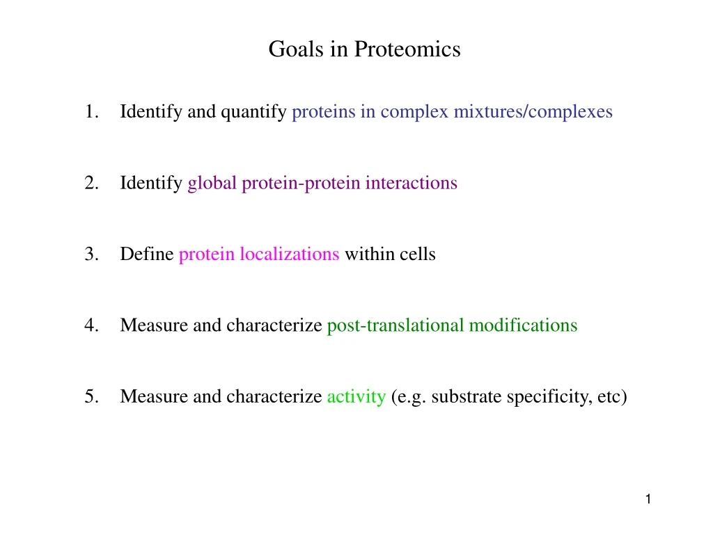 goals in proteomics